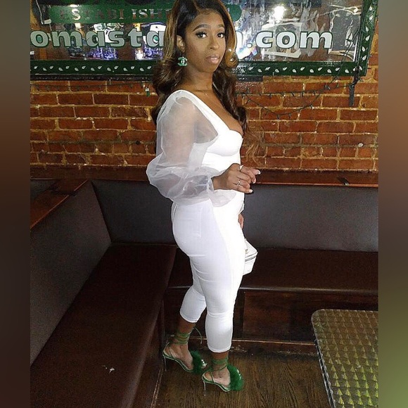 Green Feathered Heel Sandals - Picture 3 of 5